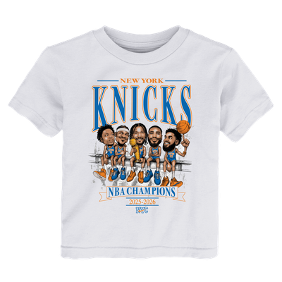 New York Knicks Nike Toddler 2026 NBA Finals Champions Team Caricature T-Shirt - White