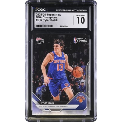 Tyler Kolek New York Knicks 2025-26 Topps Now 25-26 NBA Champions #C12 CGC Authenticated GEM MINT 10 Card