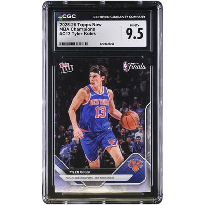 Tyler Kolek New York Knicks 2025-26 Topps Now 25-26 NBA Champions #C12 CGC Authenticated MINT+ 9.5 Card
