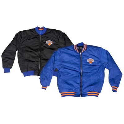  New York Knicks FISLL Unisex Reversible Full-Zip Flight Jacket - Blue/Black