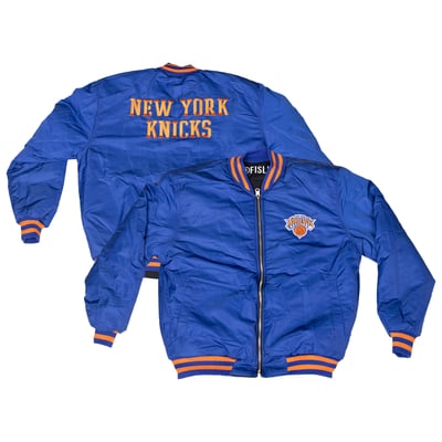  New York Knicks FISLL Unisex Reversible Full-Zip Flight Jacket - Blue/Black