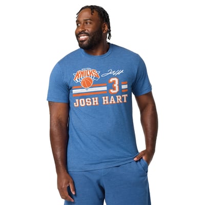 Josh Hart New York Knicks Homage Unisex Signature Jersey Tri-Blend T-Shirt - Blue
