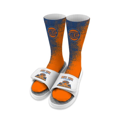 New York Knicks ISlide Unisex Court Collage Sock & Slide Bundle