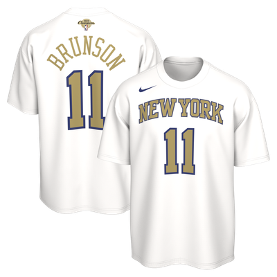 Jalen Brunson New York Knicks Nike Unisex 2026 NBA Champions Trophy Collection Name & Number T-Shirt - White