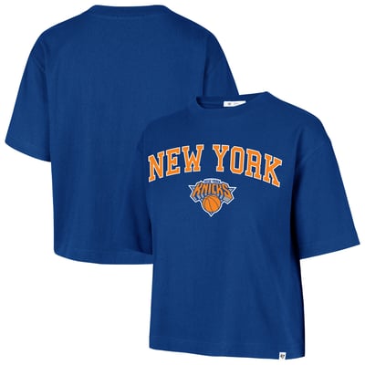  New York Knicks '47 Women's Arch Game Reed City Cropped T-Shirt - Royal