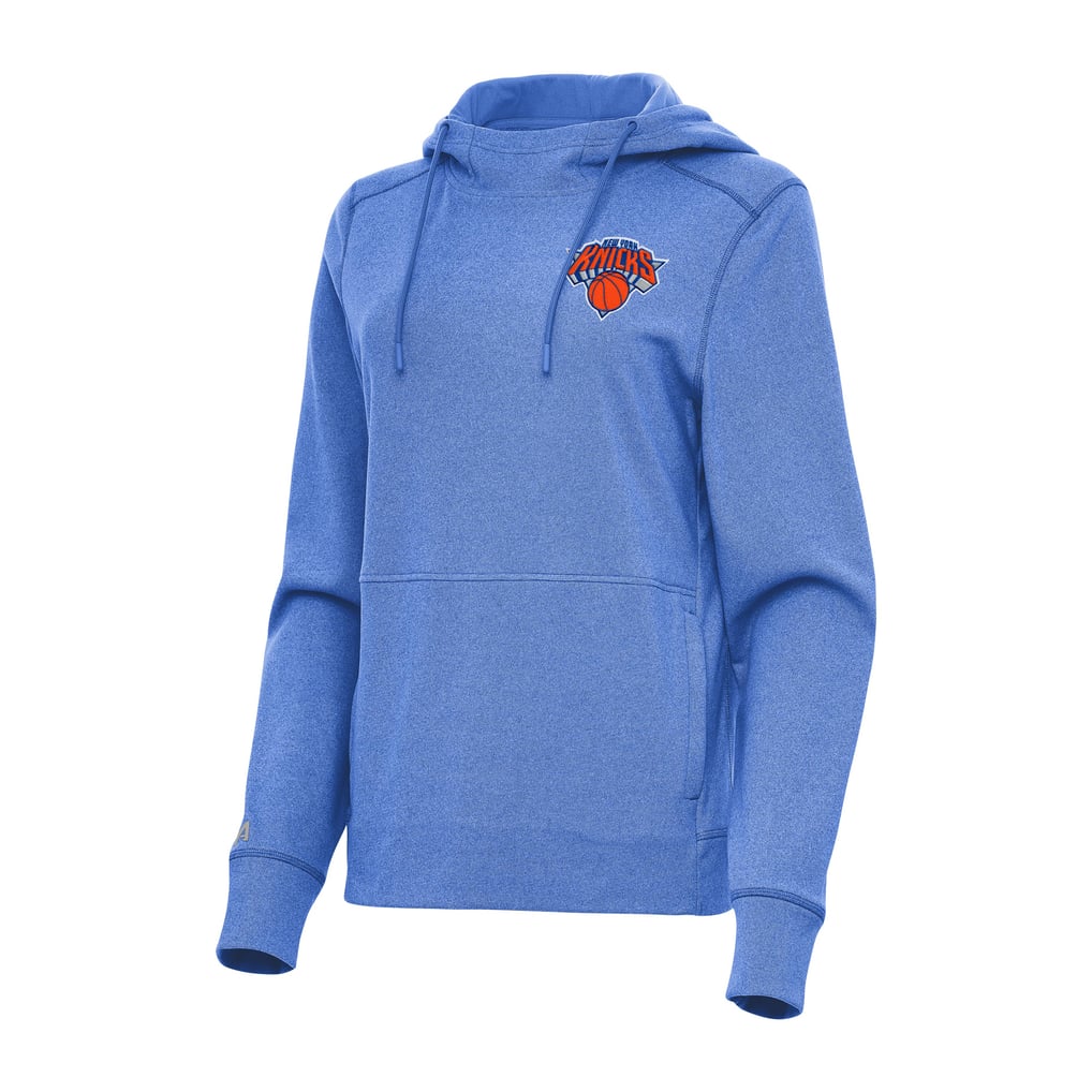 New York Knicks Antigua Women's Justice Pullover Hoodie - Heather Blue