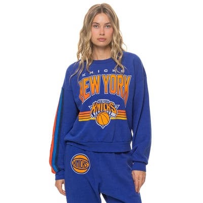 New York Knicks Aviator Nation Women's Relaxed Tri-Blend Sweatshirt - Blue