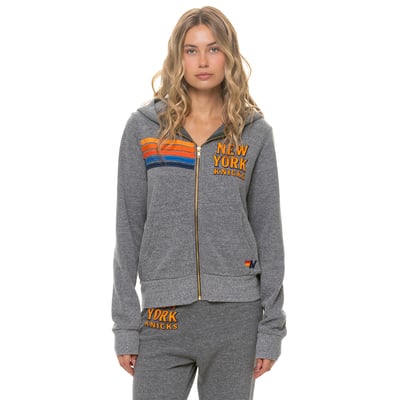 New York Knicks Aviator Nation Women's Tri-Blend Full-Zip Hoodie - Gray