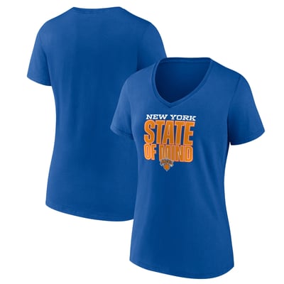  New York Knicks Women's Pick & Roll Coverage V-Neck T-Shirt - Blue