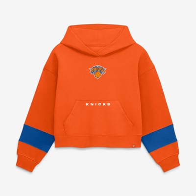  New York Knicks Fanatics Women's Beat Records Cropped Fleece Hoodie - Orange