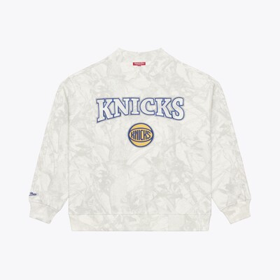  New York Knicks Mitchell & Ness Women's Ghosted Mock Neck Fleece Sweatshirt - White