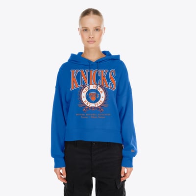 New York Knicks New Era Women's Dolman Sleeve Boxy Pullover Hoodie - Blue