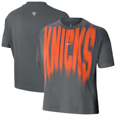  New York Knicks Nike Women's 2026/27 Standard Issue Game Theater Team Anthem T-Shirt - Gray