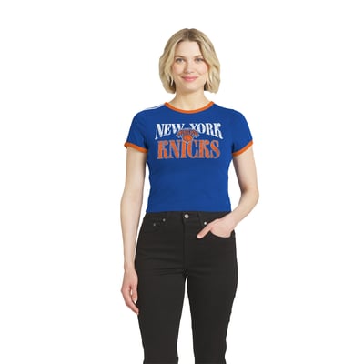  New York Knicks WEAR by Erin Andrews Women's Ringer Baby T-Shirt - Blue