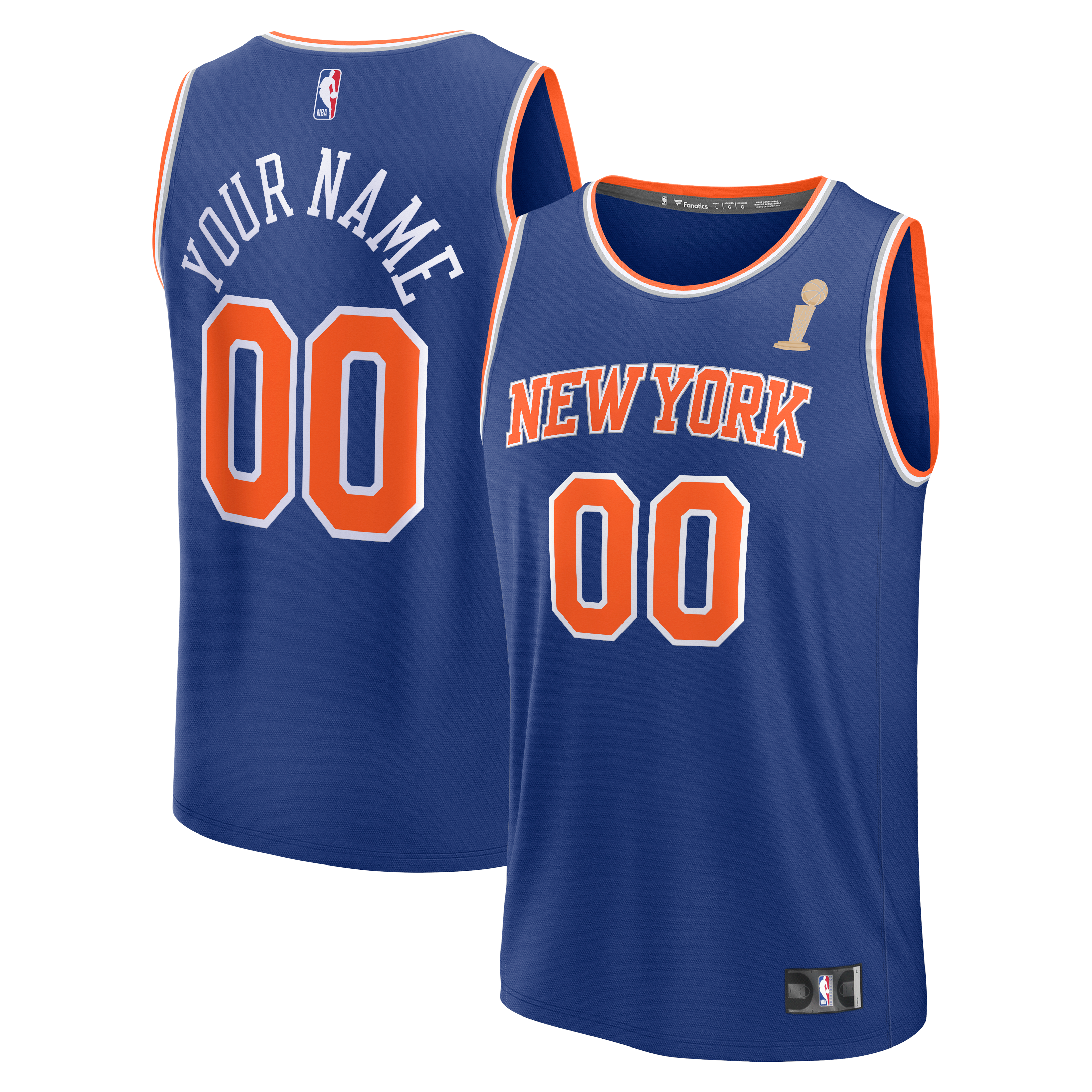 New York Knicks Youth 2026 NBA Finals Fast Break Custom Jersey Icon Edition Blue