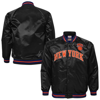 New York Knicks Mitchell & Ness Youth Lightweight Satin Raglan Full-Snap Jacket - Black