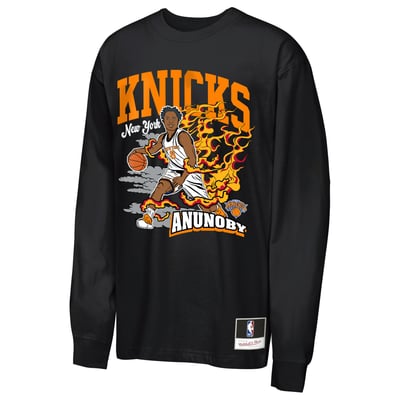 OG Anunoby New York Knicks Mitchell & Ness Youth Fired Up Long Sleeve T-Shirt - Black