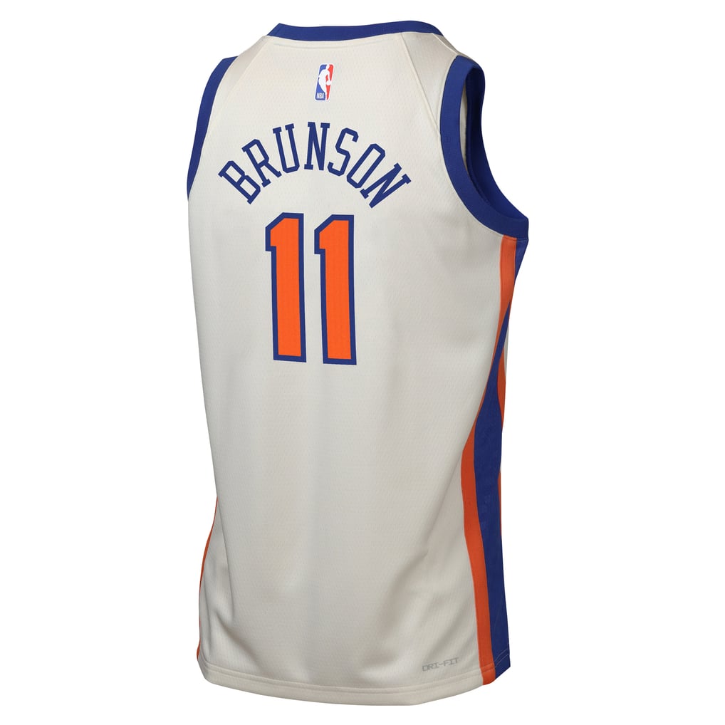 Learning Chart Size Youth New York Knicks Jalen Brunson Nike Cream 2025/26 City Edition ...