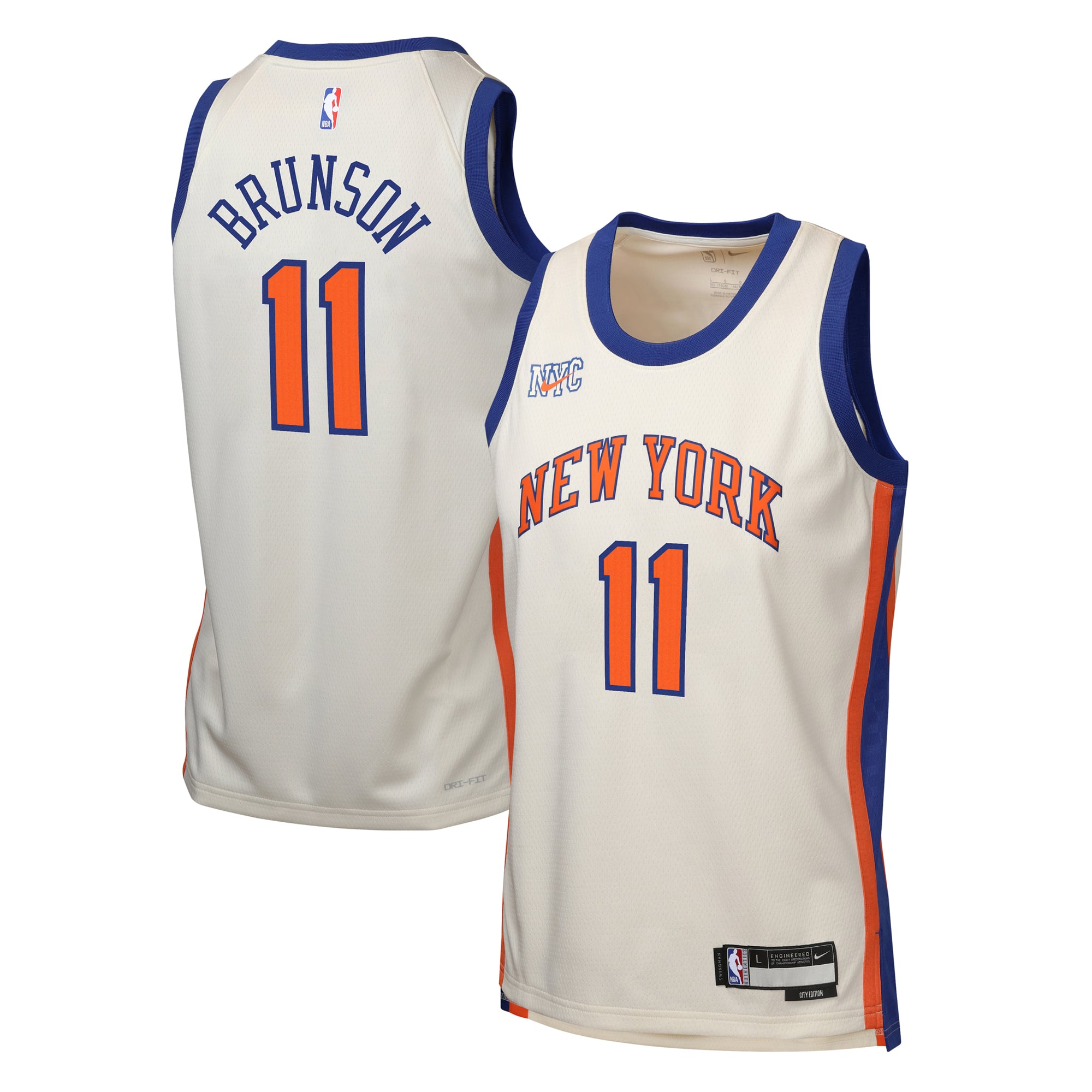 Youth New York Knicks Jalen Brunson Nike Cream 2025/26 City Edition ...