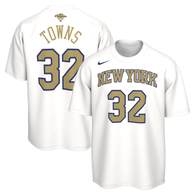Karl-Anthony Towns New York Knicks Nike Youth 2026 NBA Finals Champions Trophy Collection Name & Number T-Shirt - White