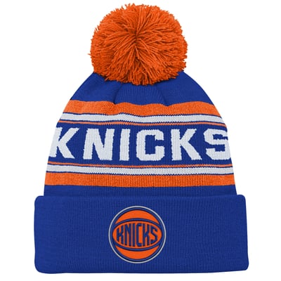  New York Knicks Outerstuff Youth Backboard Jacquard Cuffed Knit Hat with Pom - Blue