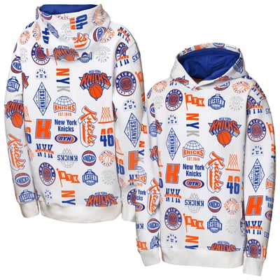 New York Knicks Outerstuff Youth 3-and-D Allover Hoodie - White