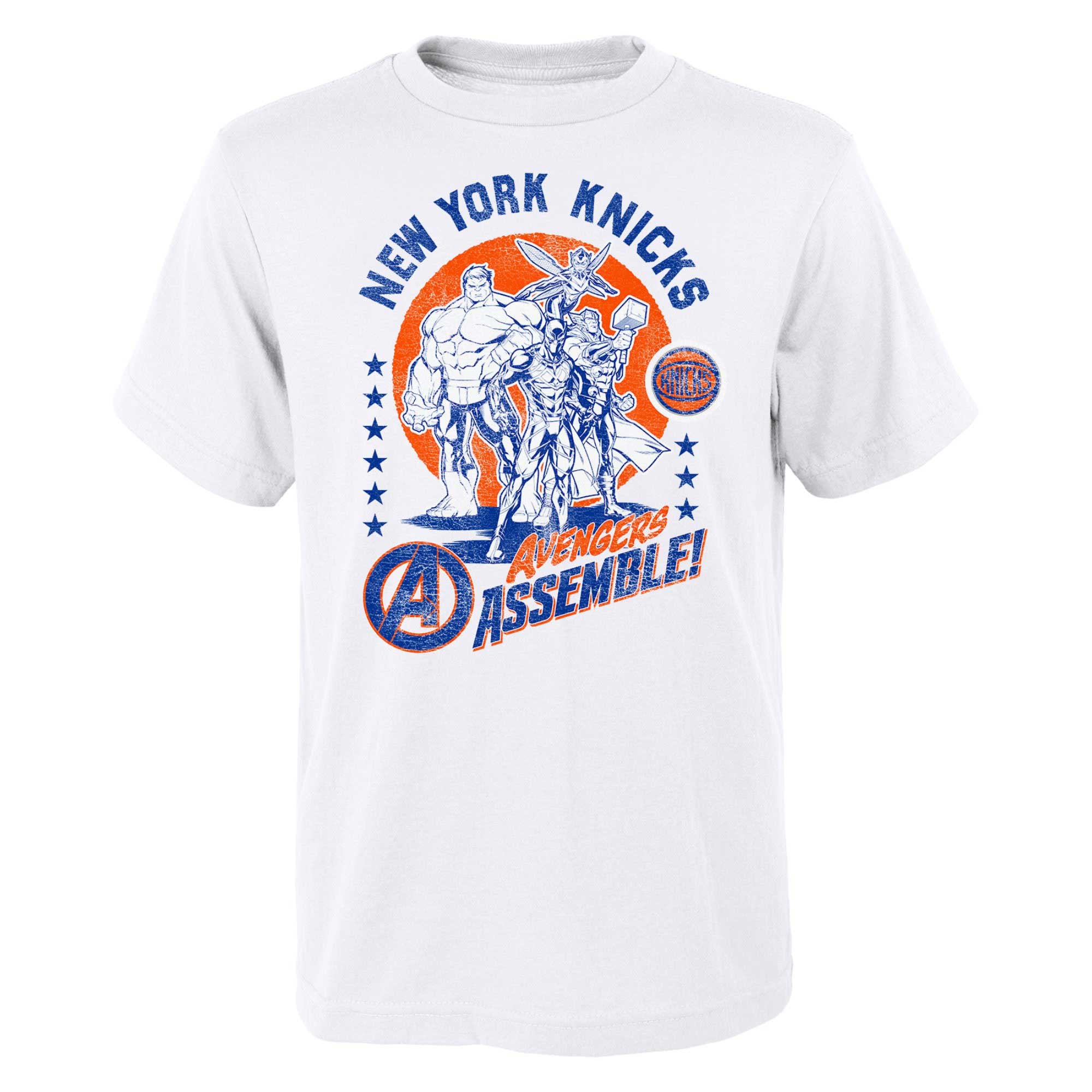 Youth New York Knicks White NBA x Marvel Avengers Squad T-Shirt