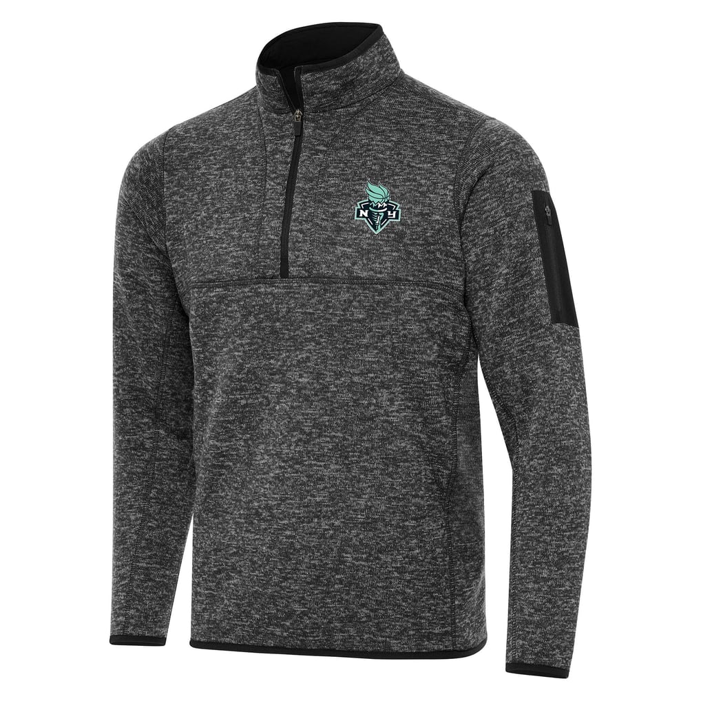 New York Liberty Antigua Fortune Quarter-Zip Pullover Jacket - Heather Black