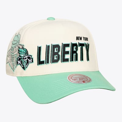 New York Liberty Mitchell & Ness Unisex Big Time Pro Crown Adjustable Hat - Cream