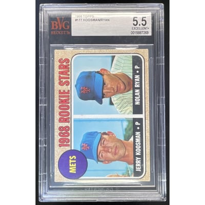 1968 Topps #177 Mets 1968 Rookie Stars Jerry Koosman Nolan Ryan RC BGS 5.5