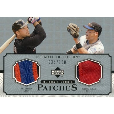 2002 Ultimate Collection Patch Card Double #PA Mike Piazza/Roberto Alomar