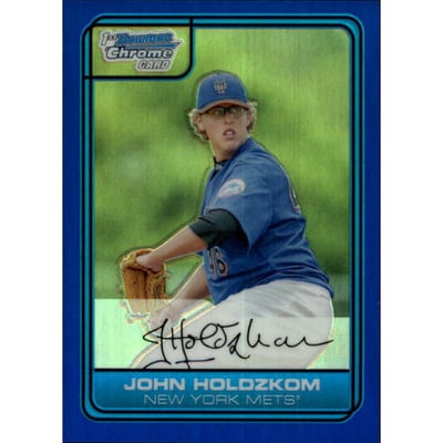 2006 Bowman Chrome Draft Draft Picks Blue Refractors #21 John Holdzkom
