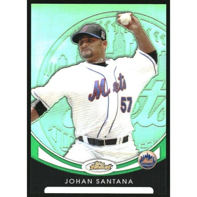 2010 Finest Refractors Green #11 Johan Santana