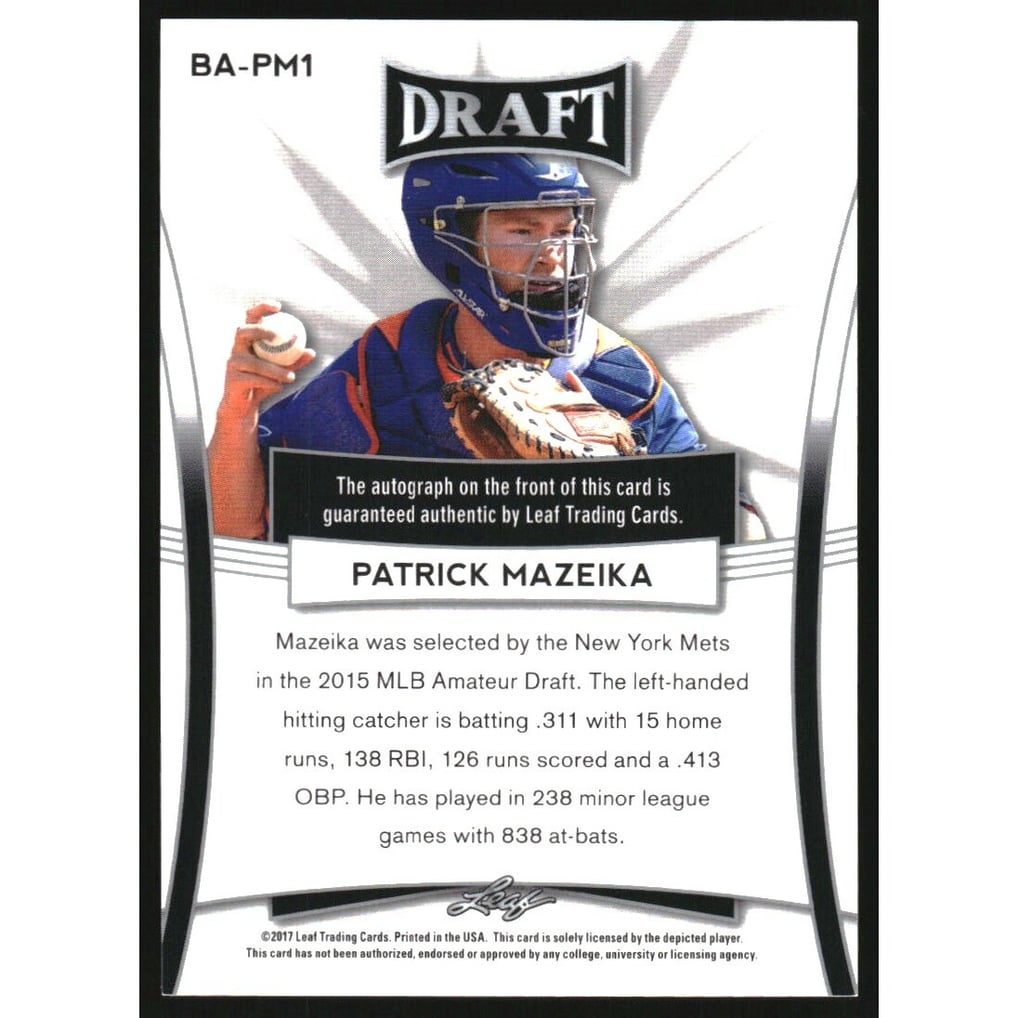 2017 Leaf Metal Draft #BAPM1 Patrick Mazeika