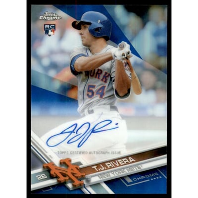 2017 Topps Chrome Rookie Autographs Blue Refractors #RATR T.J. Rivera