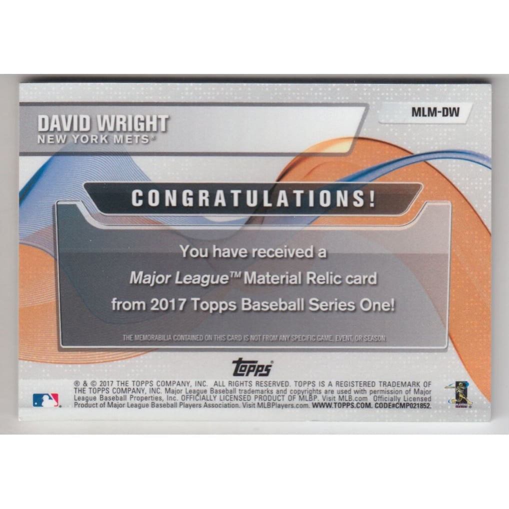 2017 Topps Major League Materials #MLMDW David Wright
