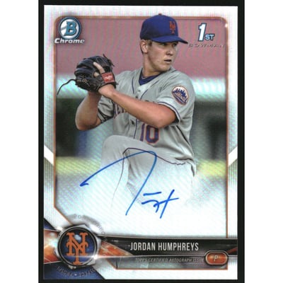 2018 Bowman Chrome Prospect Autographs Refractors #CPAJH Jordan Humphreys