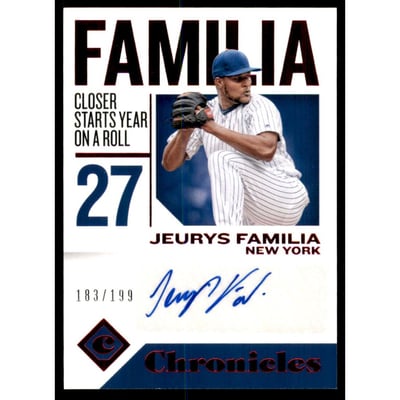 2018 Panini Chronicles Autographs Red #CAJE Jeurys Familia/199