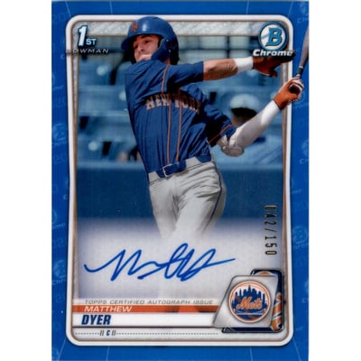 2020 Bowman Chrome Draft Autographs Blue Refractors #CDAMD Matthew Dyer