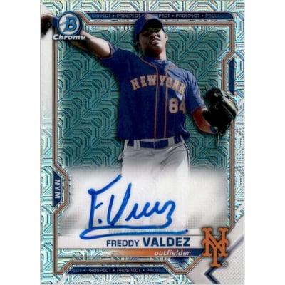 2021 Bowman Chrome Mega Box Prospect Autograph Refractors #BMAFV Freddy Valdez