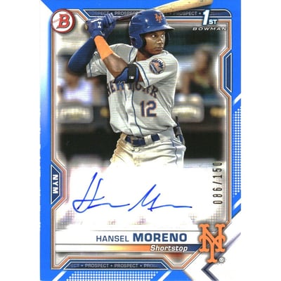 2021 Bowman Prospect Autographs Blue #PAPRHM Hansel Moreno