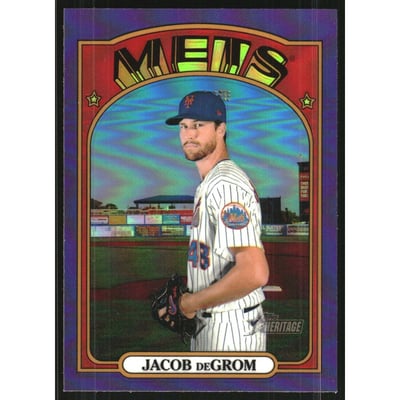 2021 Topps Heritage Chrome Purple Refractors #99 Jacob deGrom