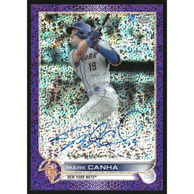 2022 Topps Chrome Veteran Autographs Purple Speckle Refractors #CVAMC Mark Canha