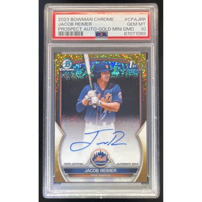 2023 Bowman Chrome Prospect Gold Mini Diamond Jacob Reimer RC Auto /50 PSA 10