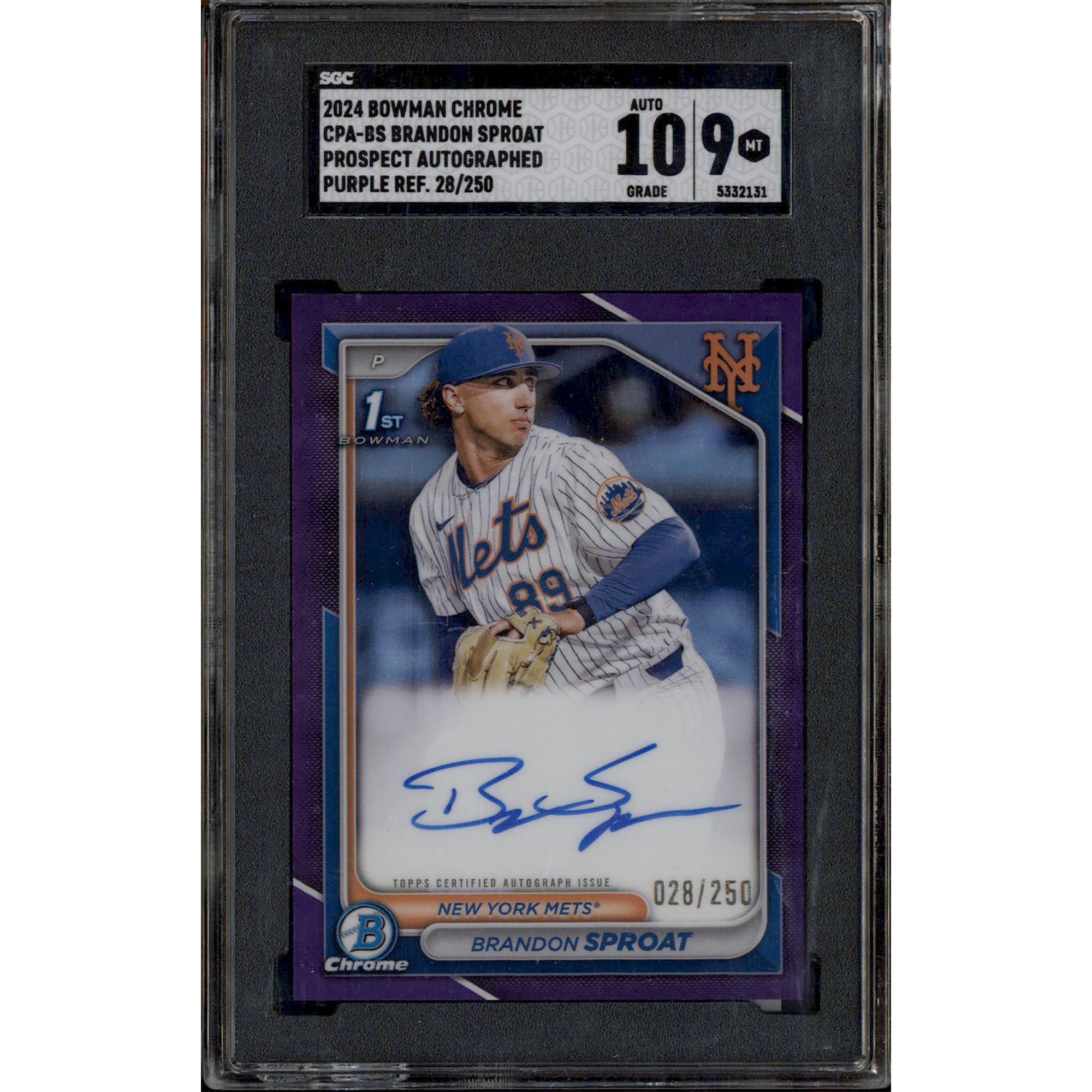 2024 Bowman Chrome Auto Purple Refractor #CPA-BS Brandon Sproat RC 