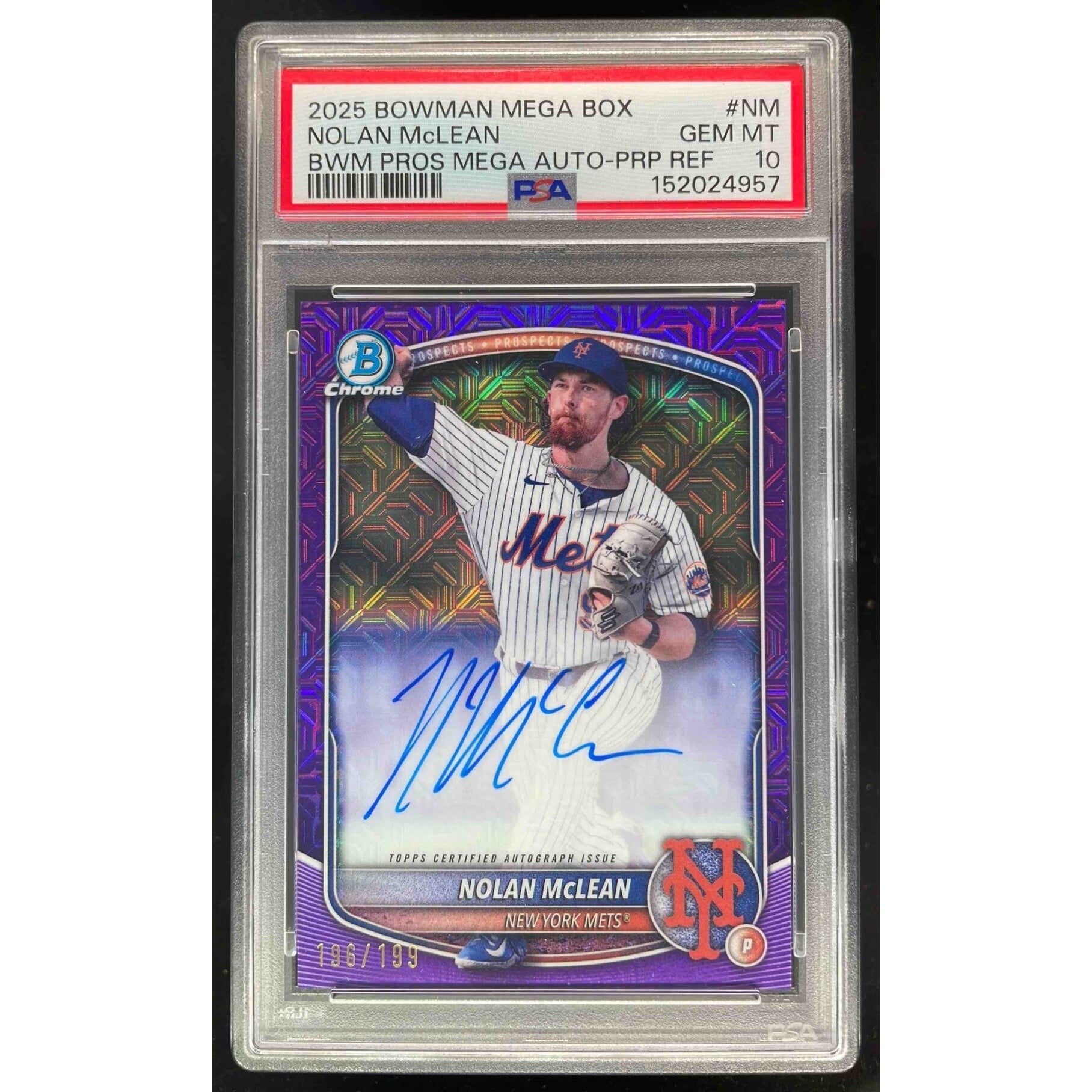 2025 Bowman chrome Nolan McLean blue Mojo auto SP /150 rc New York 
