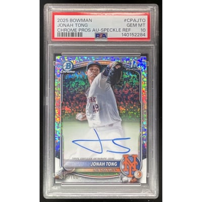 2025 Bowman Chrome Prospect Mini Diamond #CPA-JTO Jonah Tong RC Auto /100 PSA 10