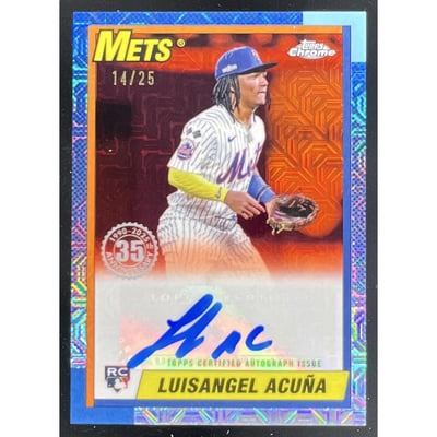 2025 Topps 1990 Chrome Silver Pack Orange #90CA2-LAC Luisangel Acuna RC Auto /25
