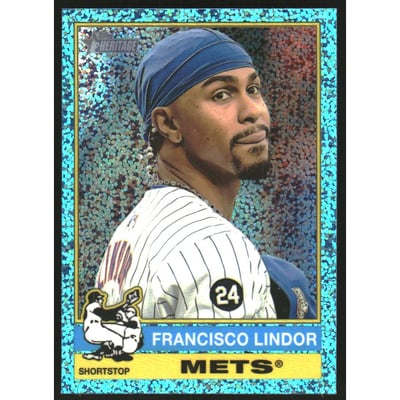 2025 Topps Heritage Chrome Light Blue Sparkle Refractors #229 Francisco Lindor