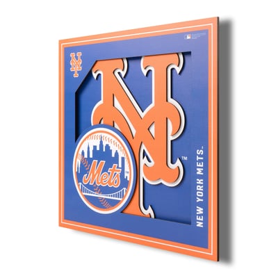 New York Mets Fanpoint 12'' x 12'' 3D Logo Wall Art